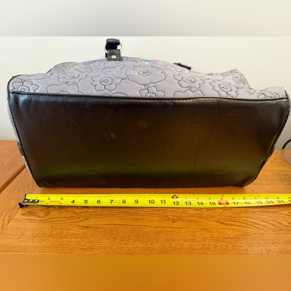 Thirty One City Weekender Bag Grey With Black Flowers Customized Teal L - Picture 2 of 13
